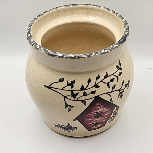 Vintage 1997 Casey Pottery Marshall Texas Stoneware Birdhouse 3 7/8" Crock Jar - Picture 2 of 4
